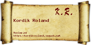 Kordik Roland névjegykártya